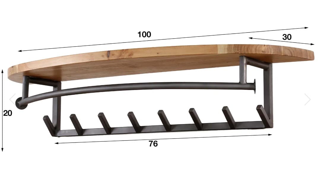 Kapstok Rovigo 8 haken met hoedenplank