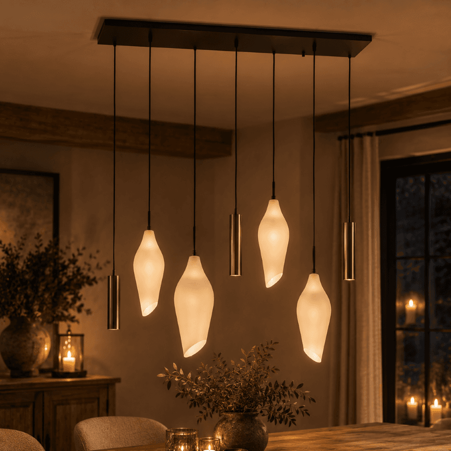 Hanglamp Coco 4 + 3 lichts Sienna bruin