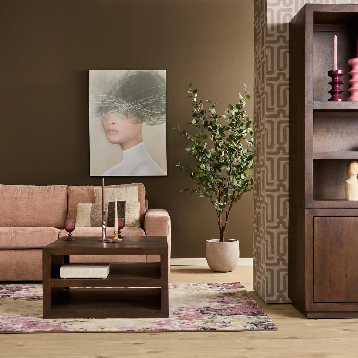 Vierkante salontafel Brussel Bruin Mangohout 80 cm - 1