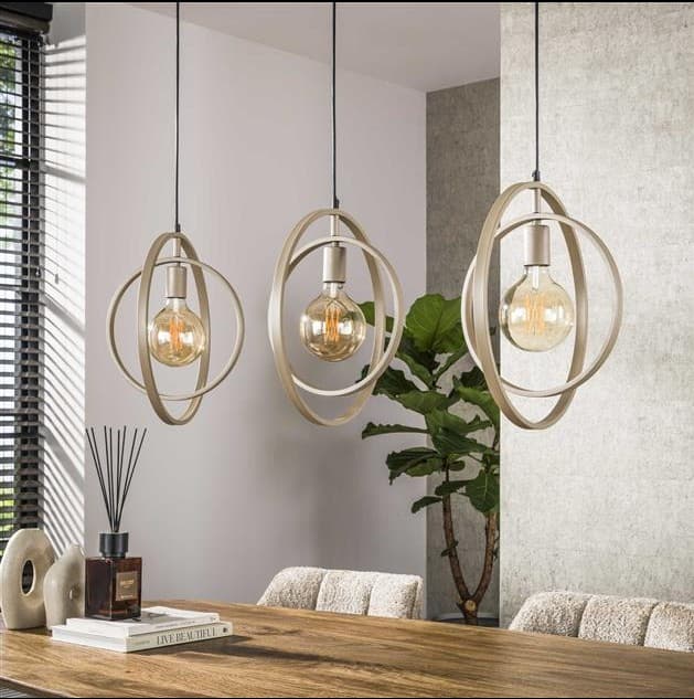 Hanglamp Turner Beige 3-lichts met Draaibare Ringen - 3