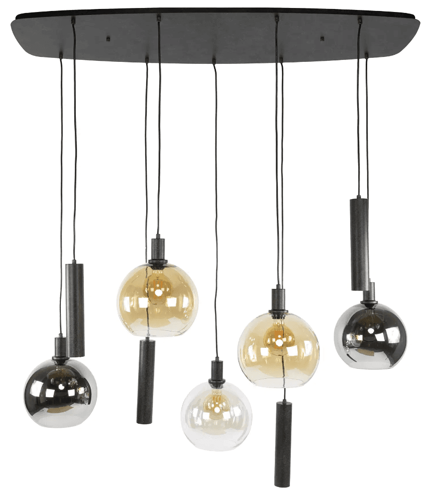 Hanglamp Sassari – 5 glazen bollen en 4 spots - 1