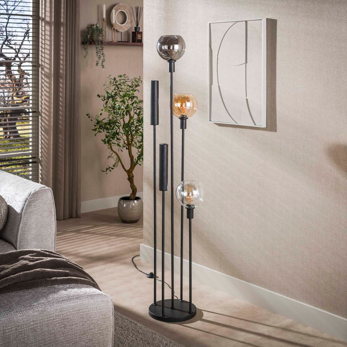 Vloerlamp Sfeer 5 Lichts met glazen bollen en spots - 2