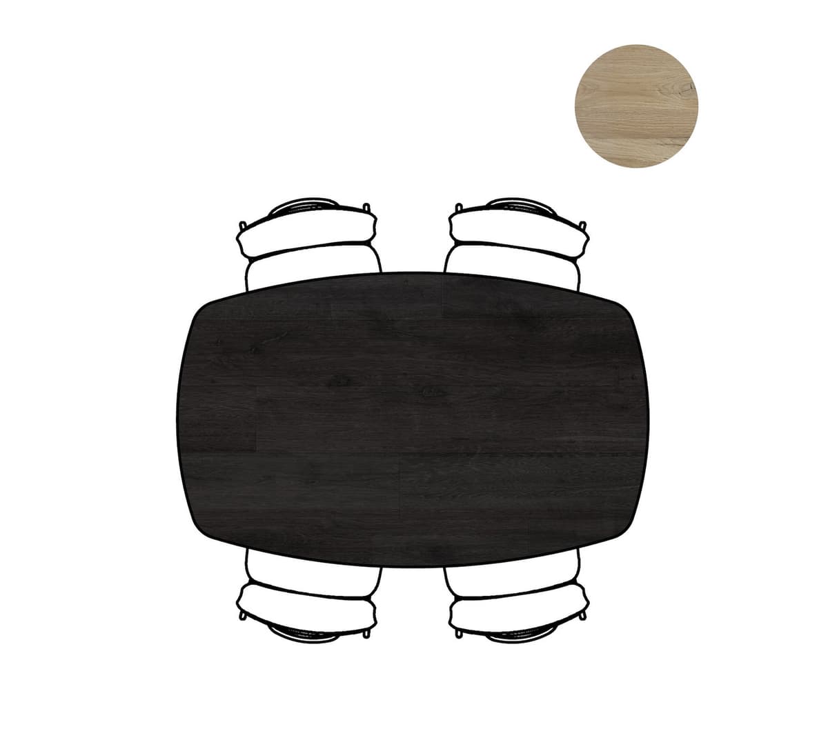 Tafel ovaal 160x100 cnp Arvada Centrale poot zwart Onyx - 3