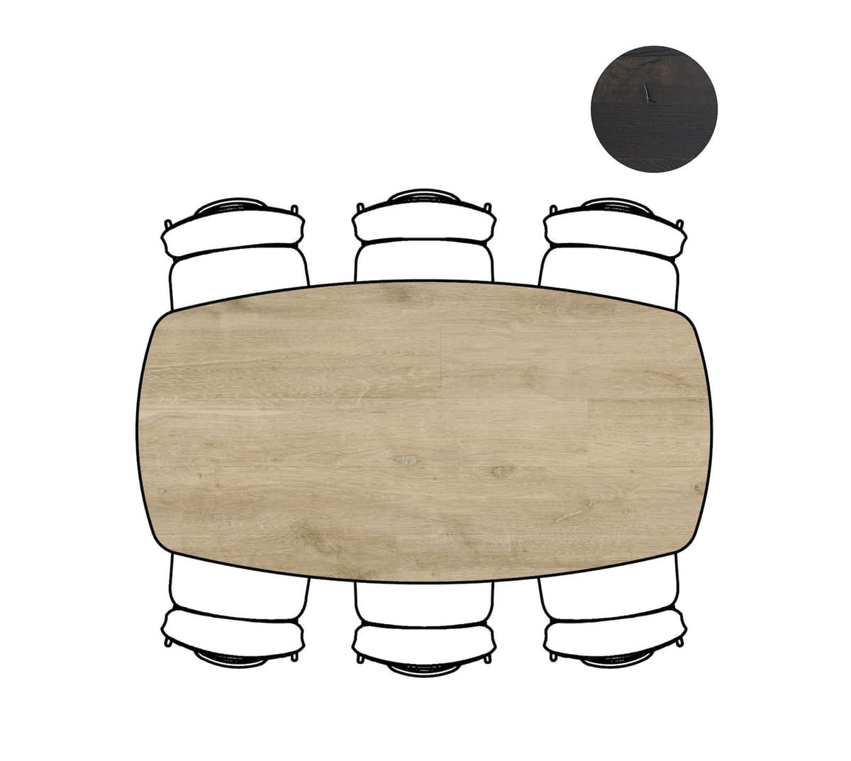 Tafel ovaal 190x100 cpt Arvada Centrale poot zwart natural - 3