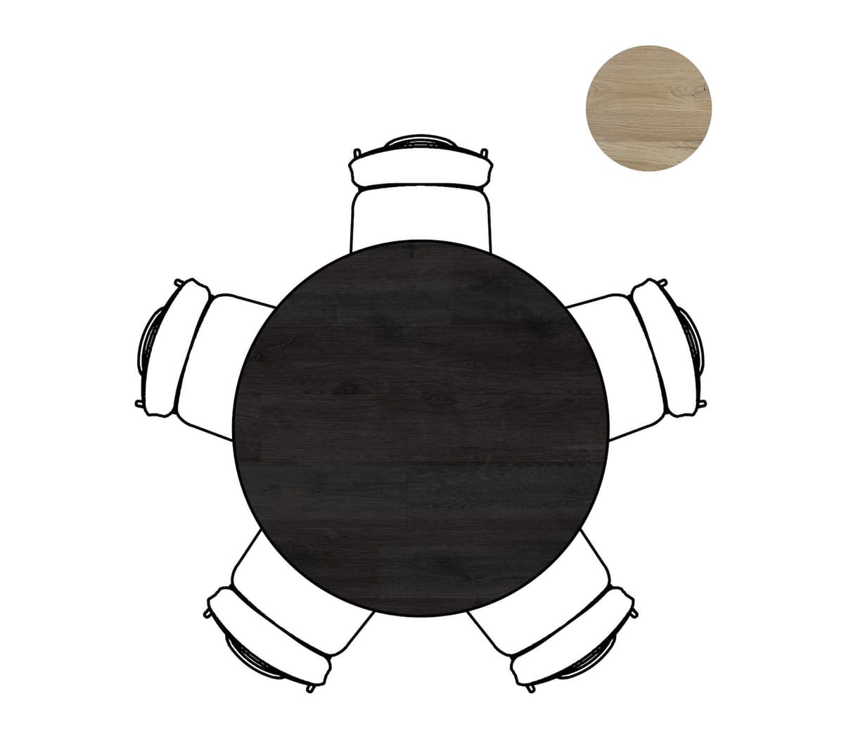 Bartafel rond dia 125cm Arvada Centrale poot zwart Onyx - 4