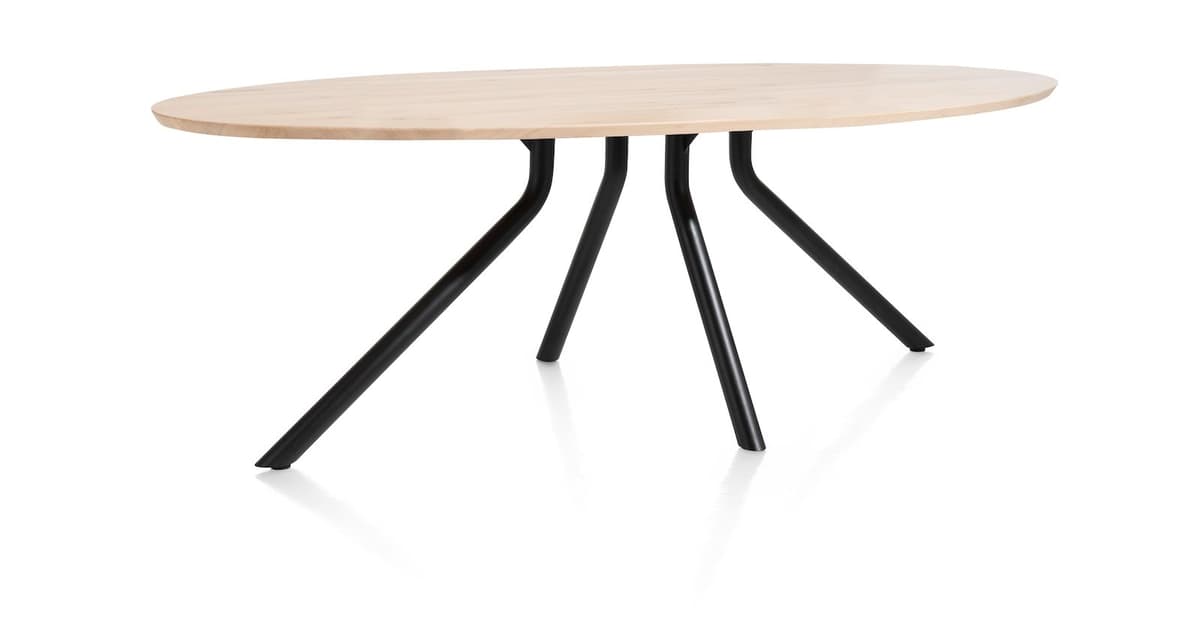 Tafel ellips 250x110 cp Arvada Centrale poot zwart natural - 2