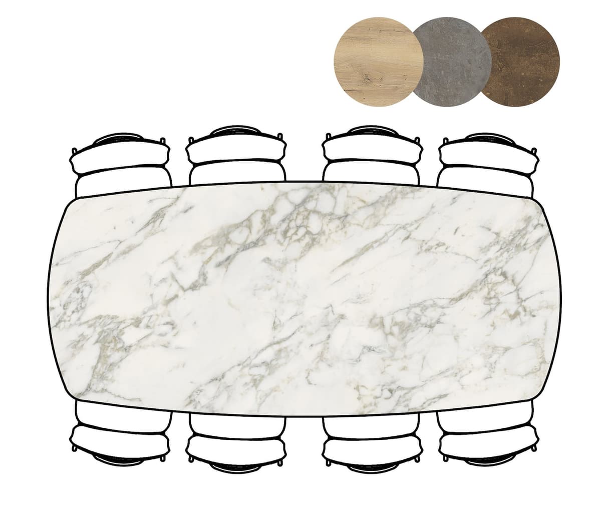 Tafel ovaal 110x240cm Masura wit - 3