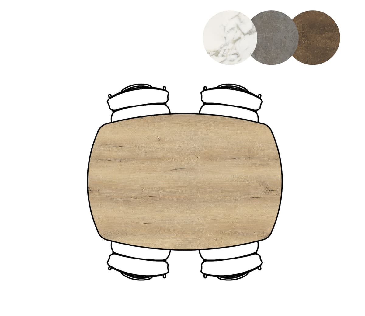 Bartafel ovaal 105x150 Masura Eiken - 3