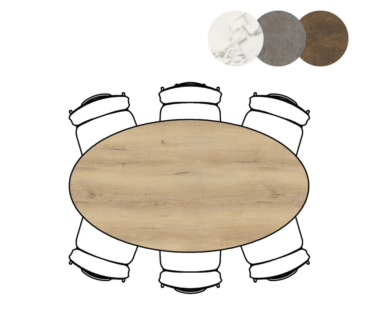 Tafel ellips 100x180cm Masura Eiken - 3