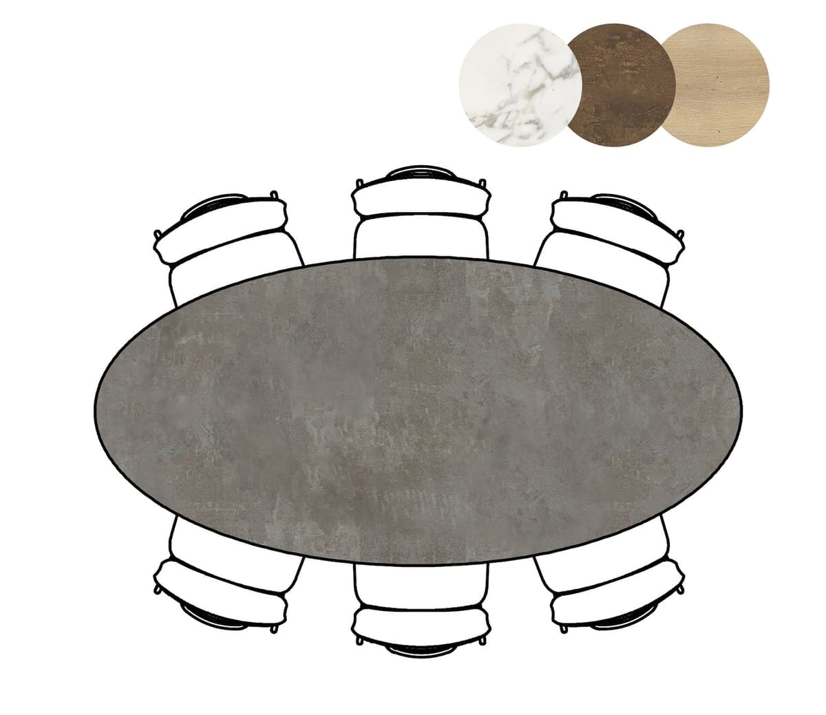 Tafel 105x220 ellips Masura Antraciet - 3