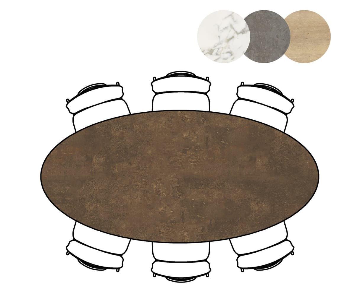 Tafel 105x220 ellips Masura Roest - 3