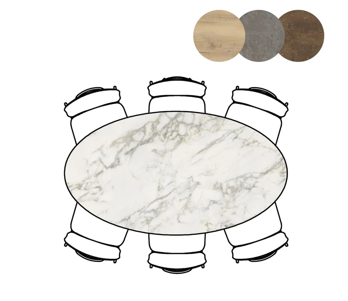 Bartafel 100x180 ellips Masura wit - 4